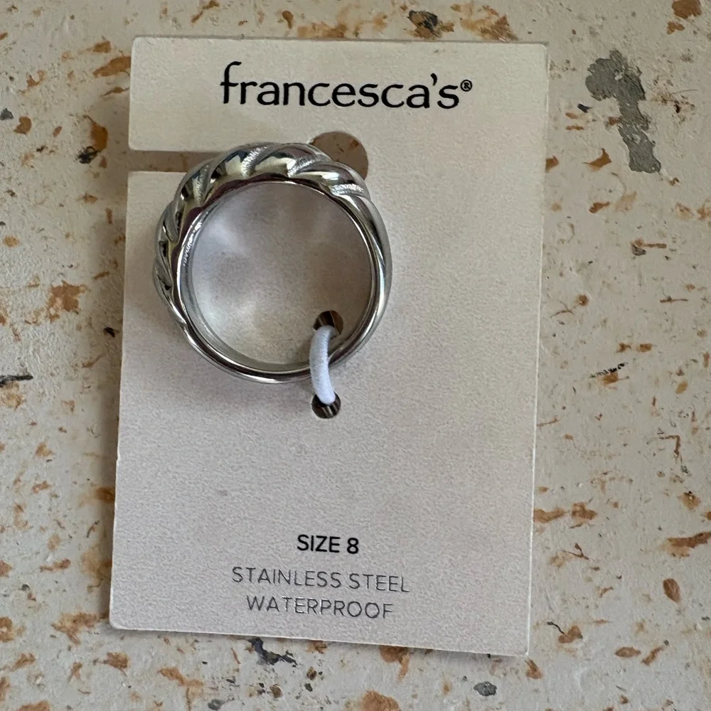 New Francesca's Silver Twisted Stainless Steel Ring Size 8